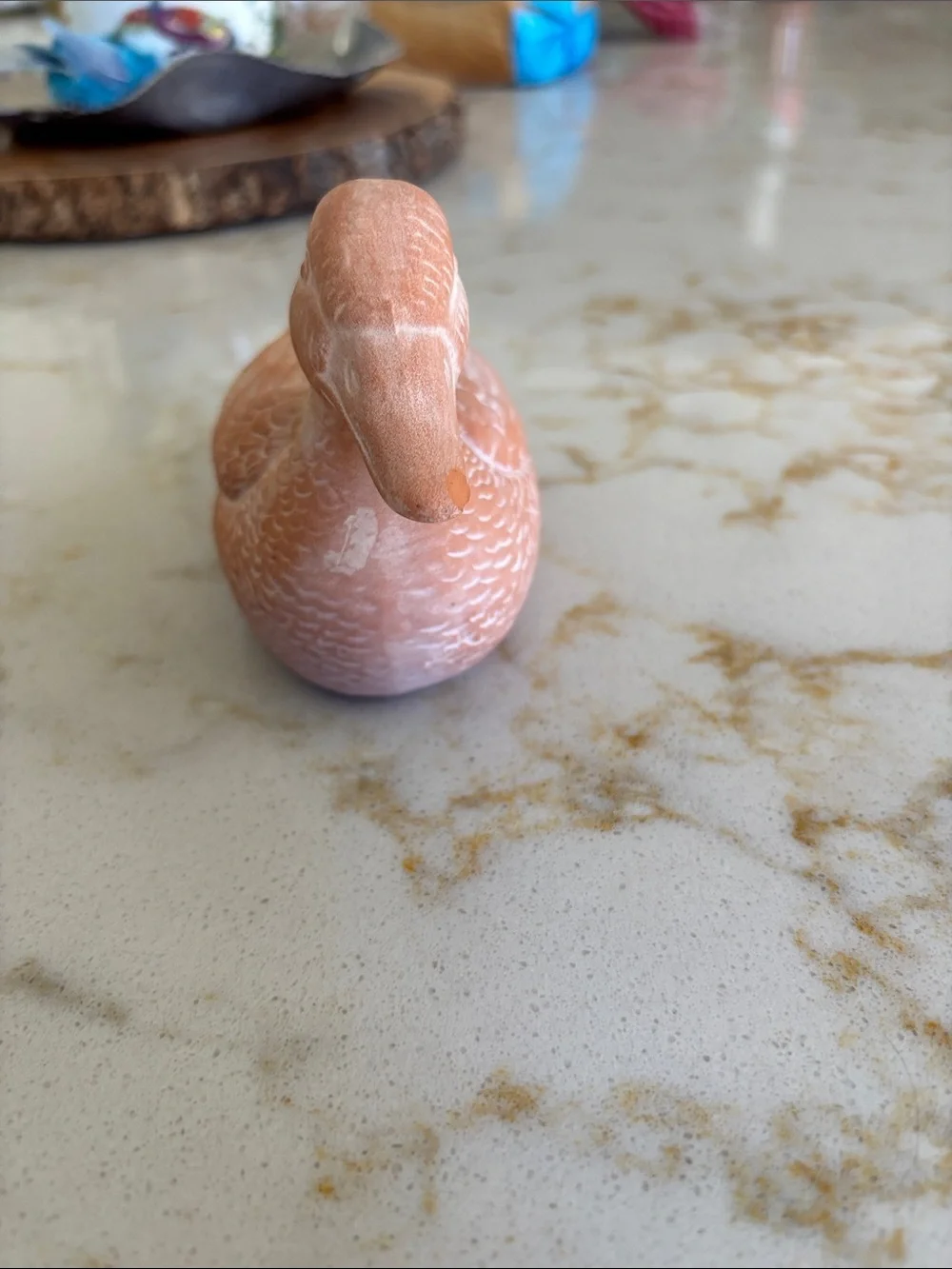 Vintage terra-cotta duck candle holder